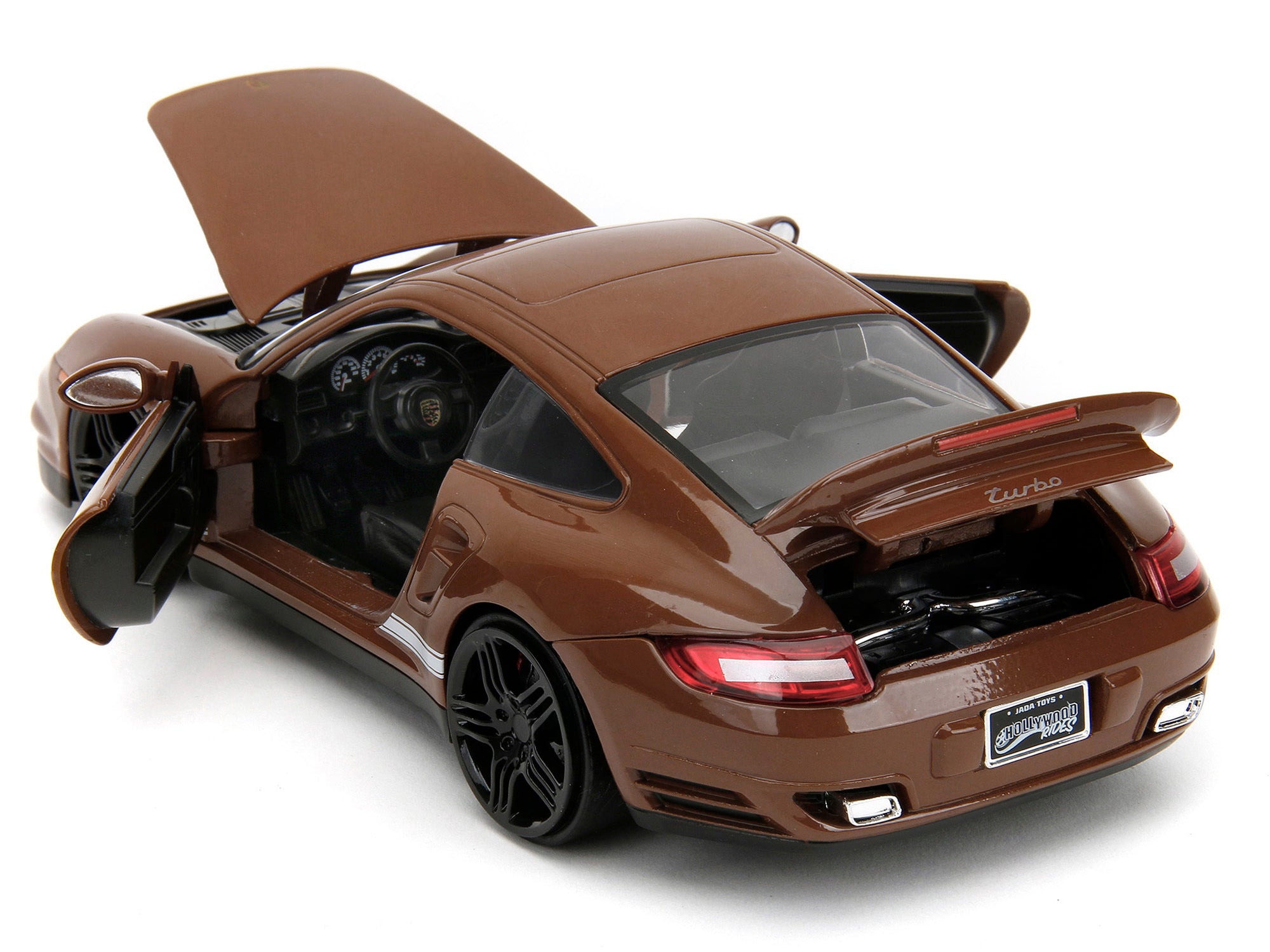 Porsche 911 Turbo Brown and Brown M&M Diecast Figure "M&M's" "Hollywood Rides" Series 1/24 Diecast Model Car by Jada - Minihomy