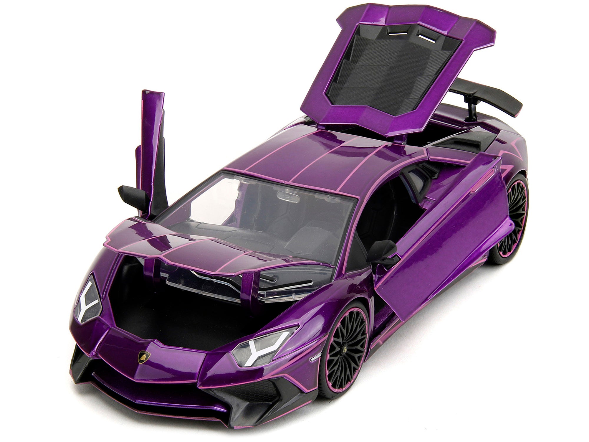 Lamborghini Aventador SV Candy Purple with Pink Graphics "Pink Slips" Series 1/24 Diecast Model Car by Jada - Minihomy