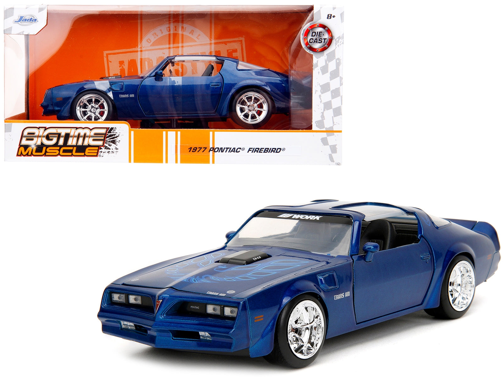 1977 Pontiac Firebird Trans Am Blue Metallic "Bigtime Muscle" Series 1/24 Diecast Model Car by Jada - Minihomy