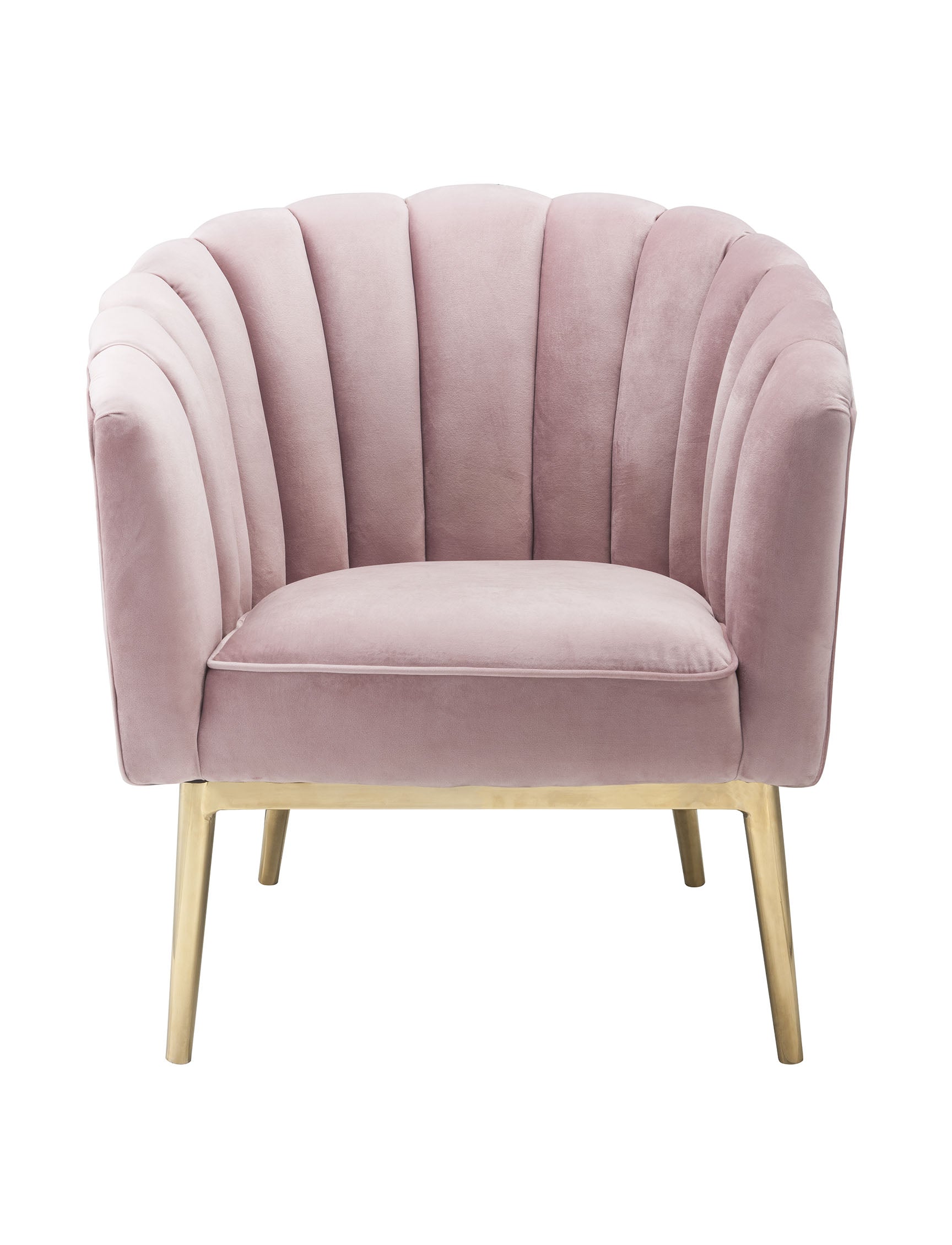 31" X 32" X 34" Pink Velvet Gold Upholstery Wood Accent Chair - Minihomy