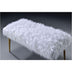 18" X 38" X 20" White Faux Fur Gold Metal Upholstered (Seat) Bench - Minihomy