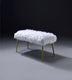 18" X 38" X 20" White Faux Fur Gold Metal Upholstered (Seat) Bench - Minihomy