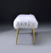 18" X 38" X 20" White Faux Fur Gold Metal Upholstered (Seat) Bench - Minihomy