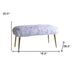 18" X 38" X 20" White Faux Fur Gold Metal Upholstered (Seat) Bench - Minihomy