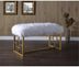 18" X 38" X 20" White Faux Fur Gold Metal Upholstered (Seat) Bench - Minihomy