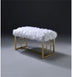 18" X 38" X 20" White Faux Fur Gold Metal Upholstered (Seat) Bench - Minihomy