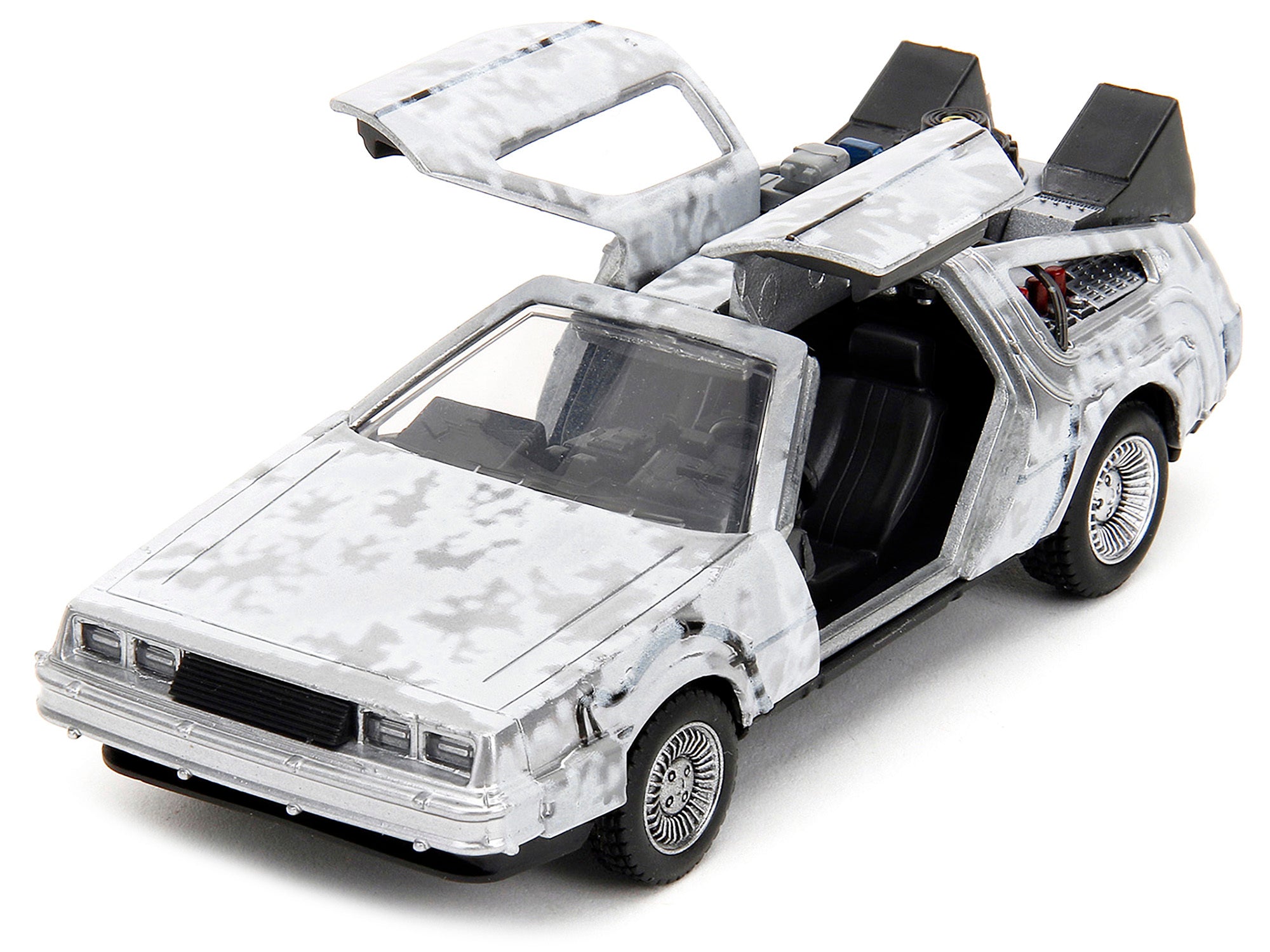 DMC DeLorean Time Machine Brushed Metal (Frost Version) "Back to the Future" (1985) Movie "Hollywood Rides" Series 1/32 Diecast Model Car by Jada - Minihomy