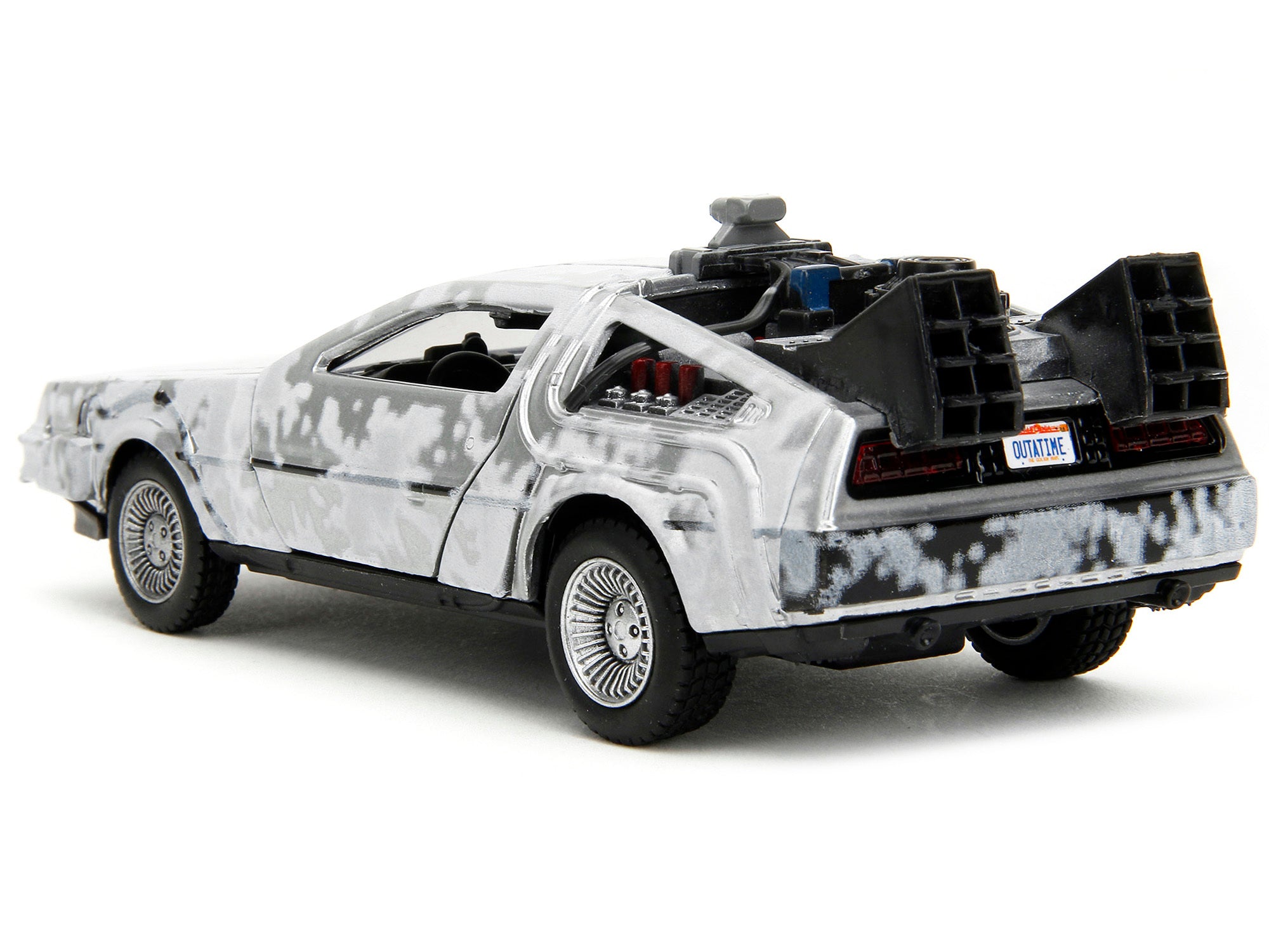 DMC DeLorean Time Machine Brushed Metal (Frost Version) "Back to the Future" (1985) Movie "Hollywood Rides" Series 1/32 Diecast Model Car by Jada - Minihomy