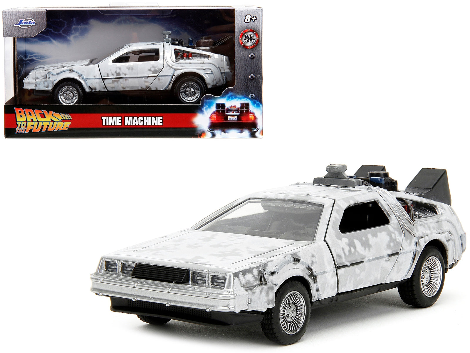 DMC DeLorean Time Machine Brushed Metal (Frost Version) "Back to the Future" (1985) Movie "Hollywood Rides" Series 1/32 Diecast Model Car by Jada - Minihomy