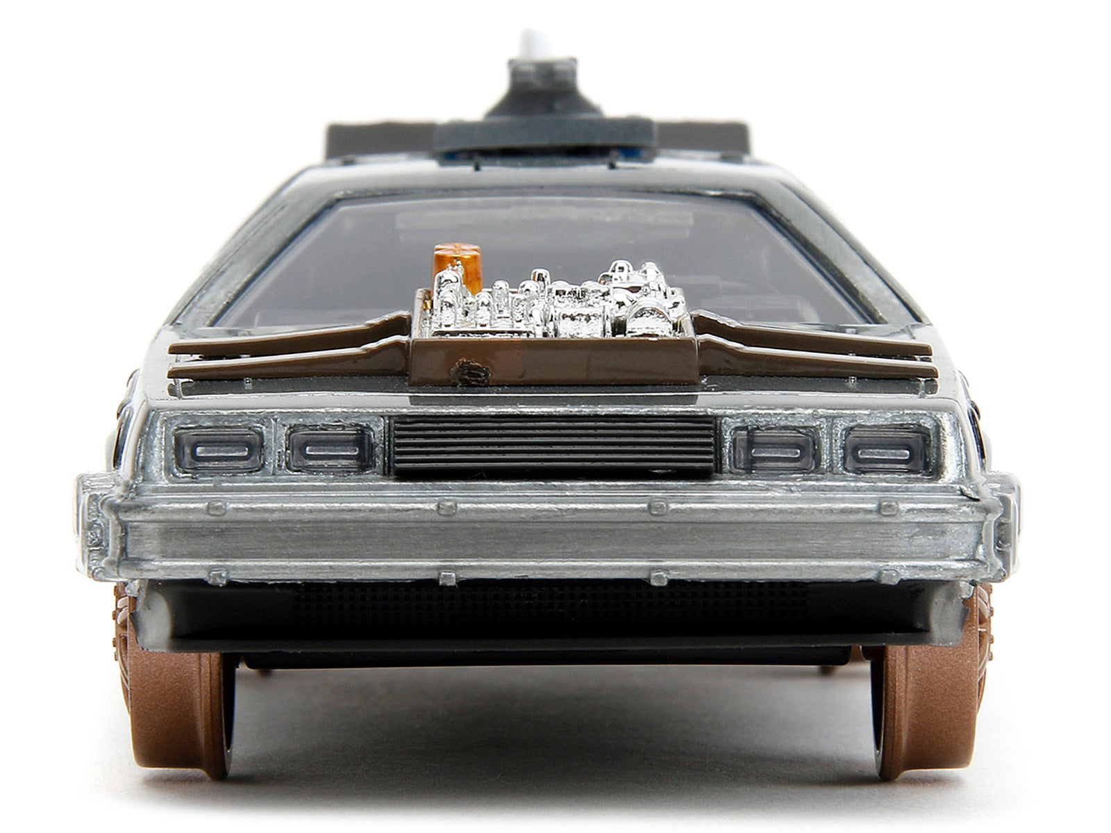 DeLorean DMC (Time Machine) Brushed Metal Train Wheel Version (1990) Movie "Hollywood Rides" - Minihomy