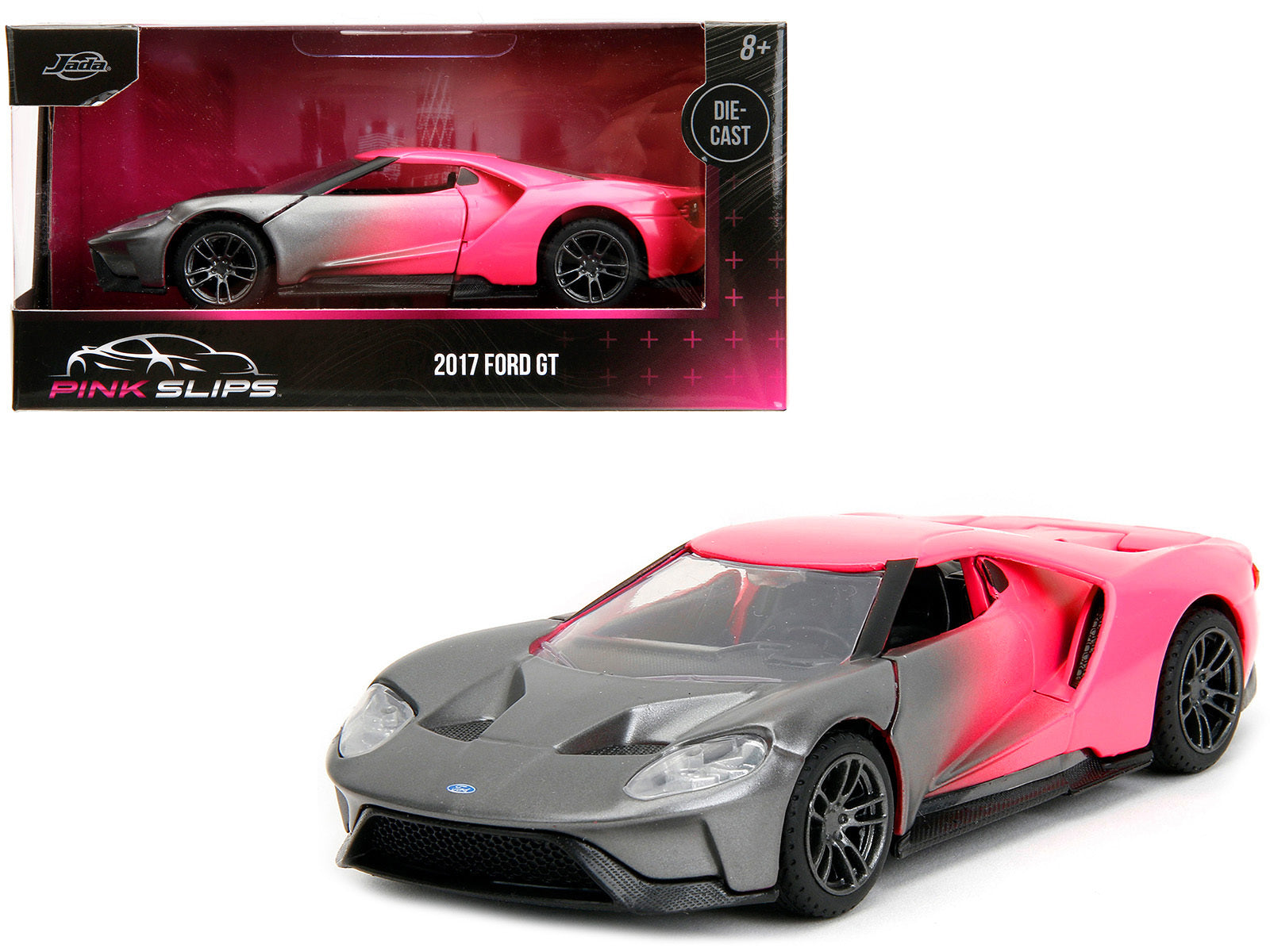 2017 Ford GT Gray Metallic and Pink Gradient "Pink Slips" Series 1/32 Diecast Model Car by Jada - Minihomy