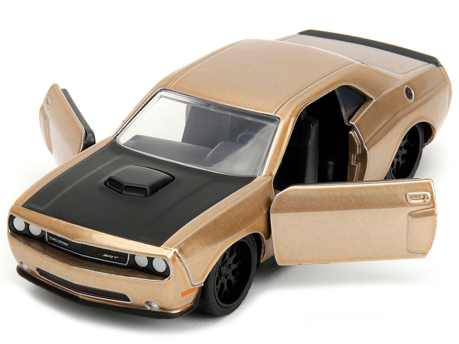 2012 Dodge Challenger SRT8 Gold Metallic with Black Hood "Pink Slips" Series 1/32 Diecast Model Car by Jada - Minihomy