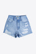 Full Size Distressed Bead Denim Shorts - Minihomy