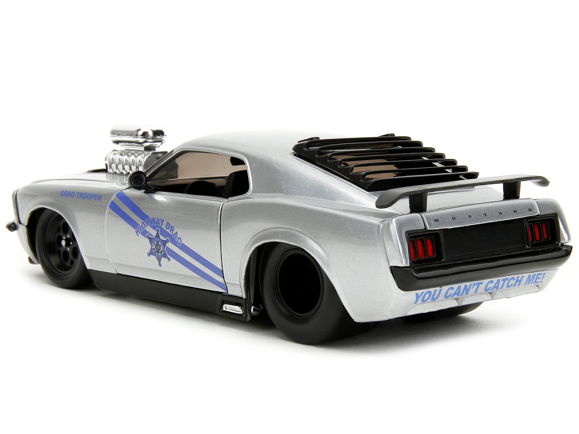 1970 Ford Mustang Boss 429 Silver Metallic "Highway Drag - Drag Trooper" "Bigtime Muscle" Series 1/24 Diecast Model Car by Jada - Minihomy