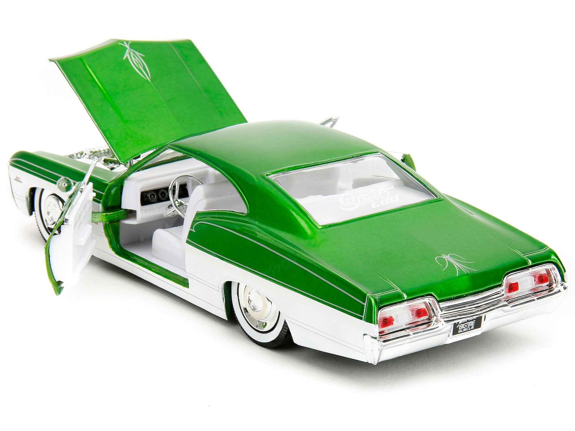 1967 Chevrolet Impala SS Green Metallic and White with White Interior "Bigtime Muscle" Series 1/24 Diecast Model Car by Jada - Minihomy