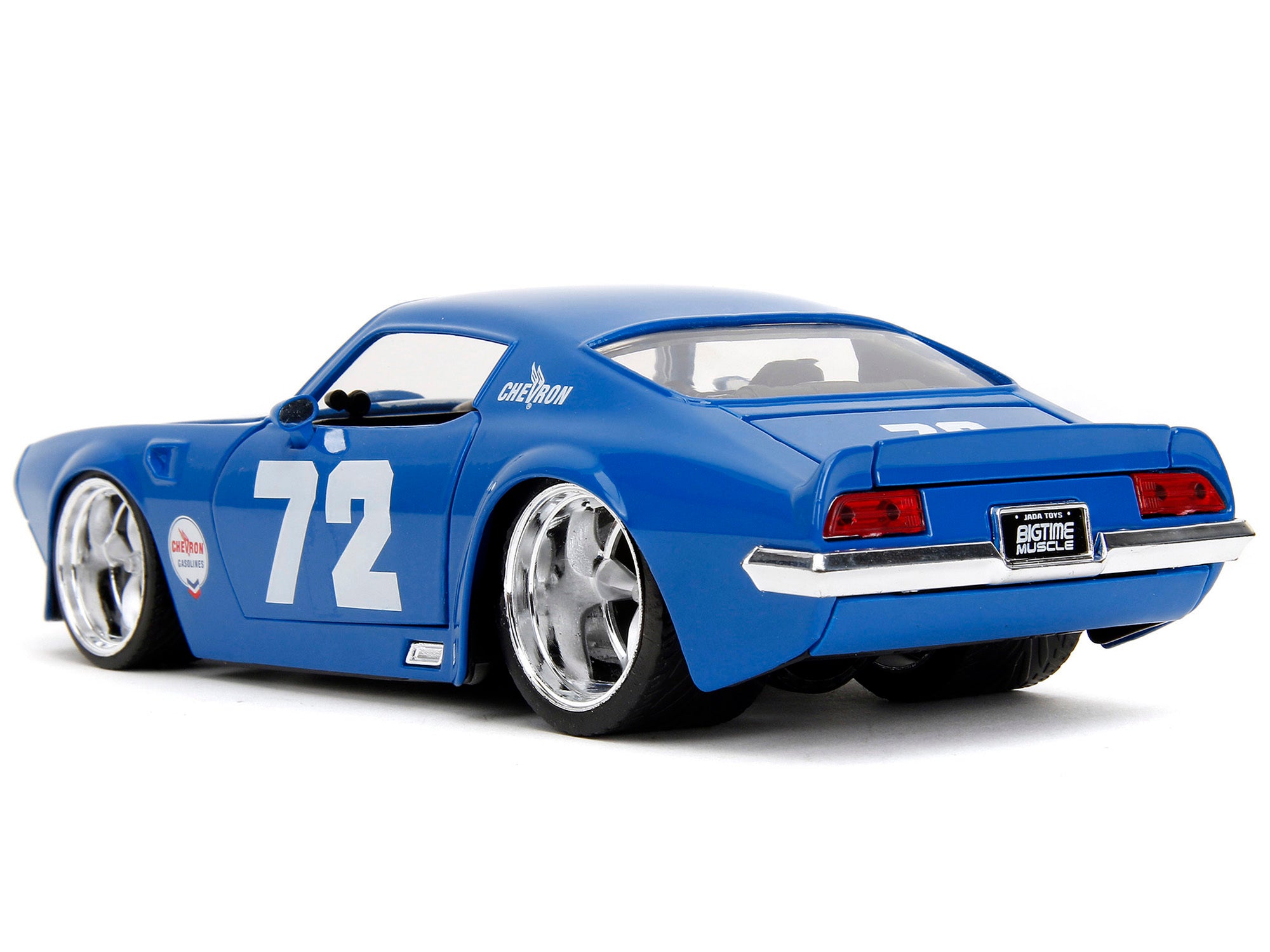 1972 Pontiac Firebird #72 Blue with White Stripe "Chevron" "Bigtime Muscle" Series 1/24 Diecast Model Car by Jada - Minihomy