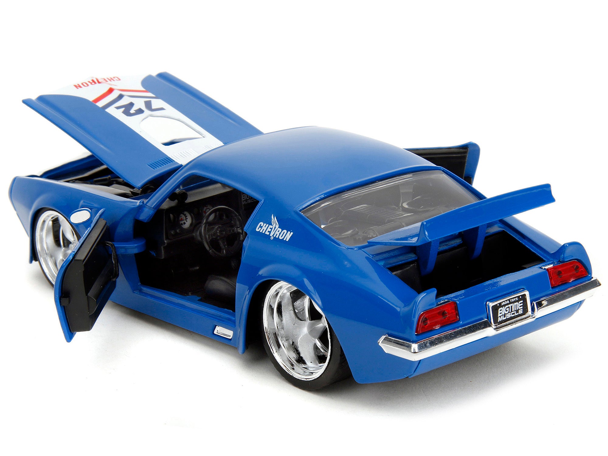 1972 Pontiac Firebird #72 Blue with White Stripe "Chevron" "Bigtime Muscle" Series 1/24 Diecast Model Car by Jada - Minihomy