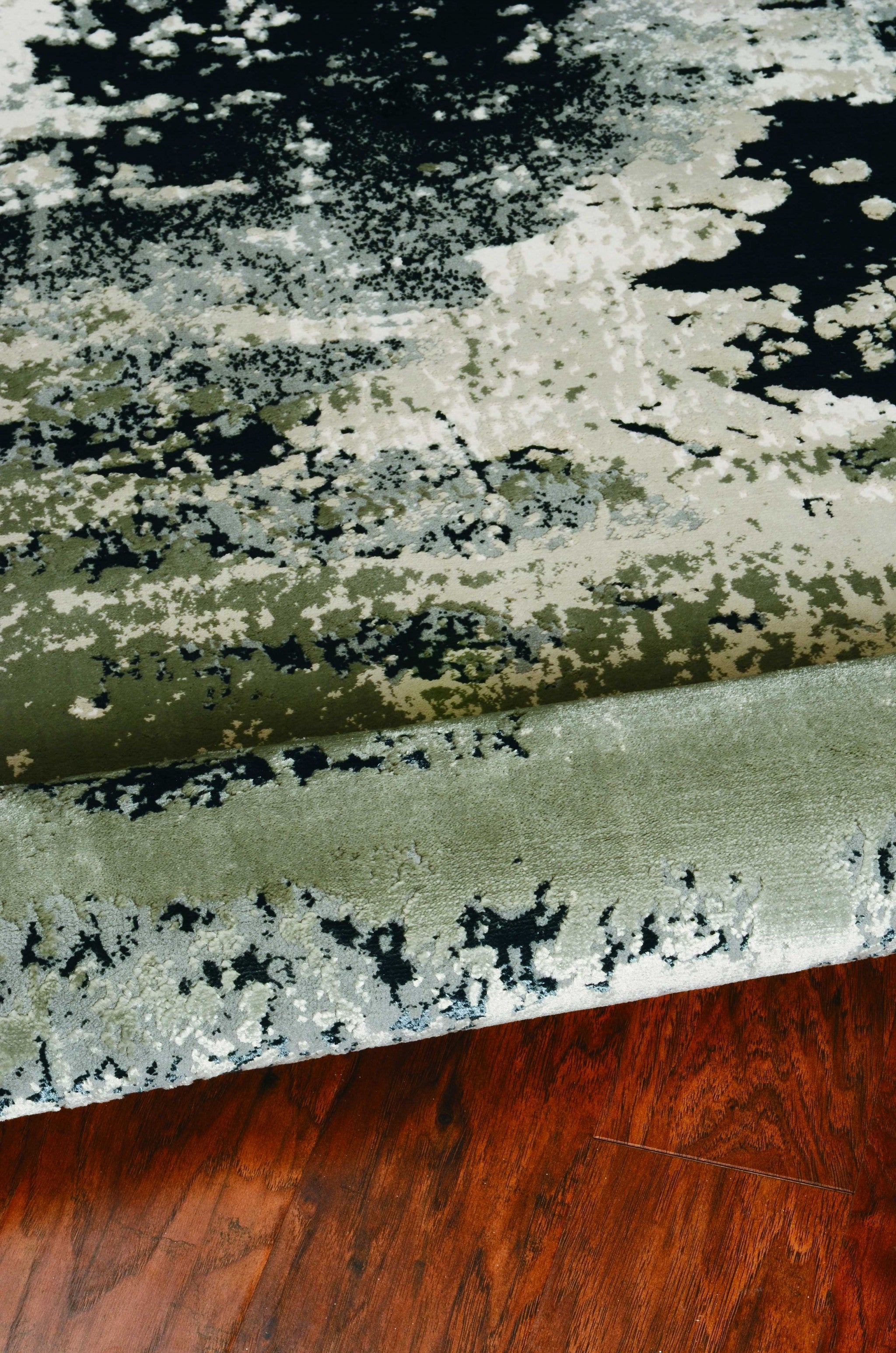 10'X13' Silver Charcoal Machine Woven Abstract Paint Splatter Indoor Area Rug - Minihomy