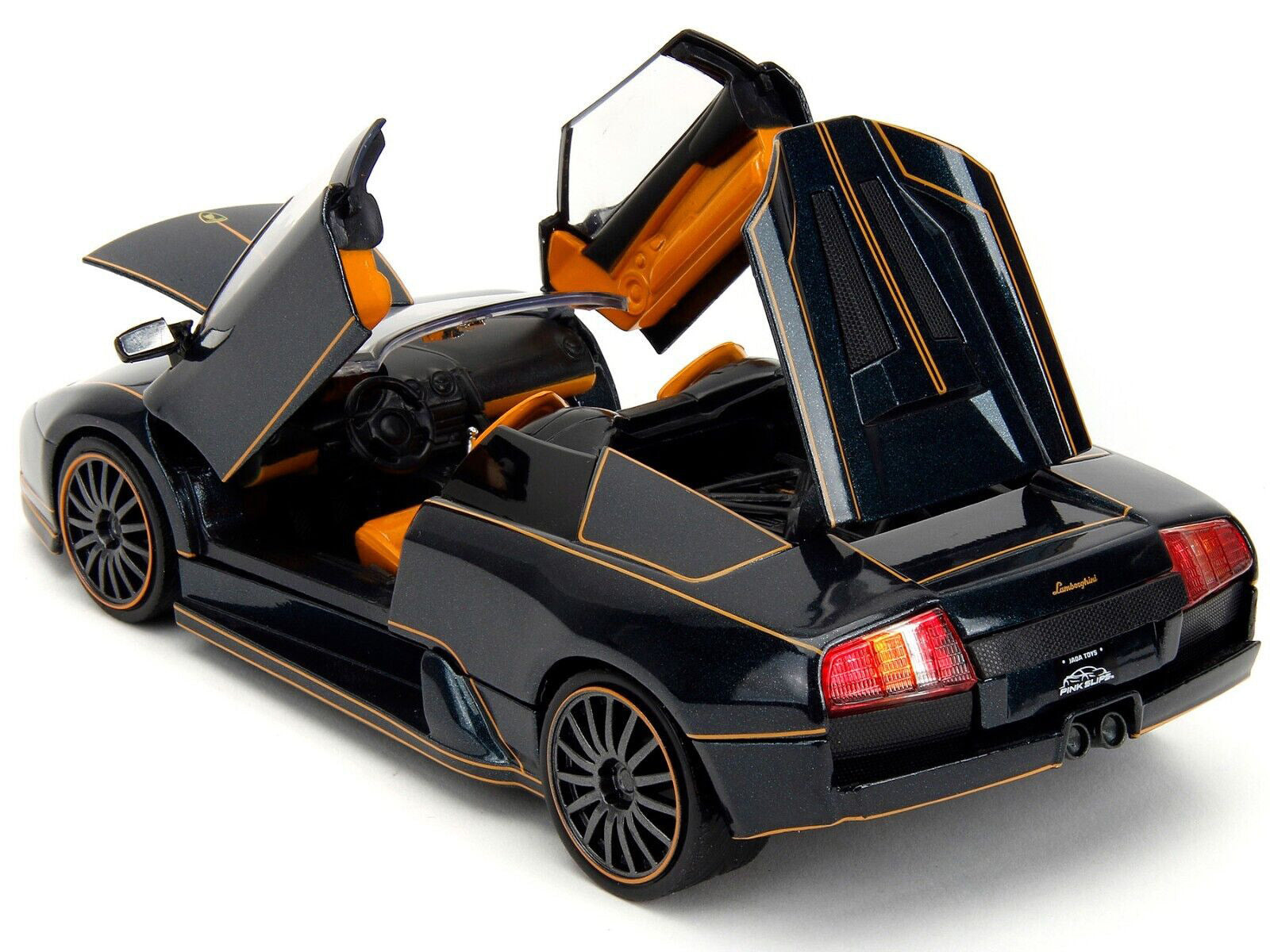 Lamborghini Murcielago Roadster Black Metallic with Orange Interior "Pink Slips" Series 1/24 Diecast Model Car by Jada - Minihomy