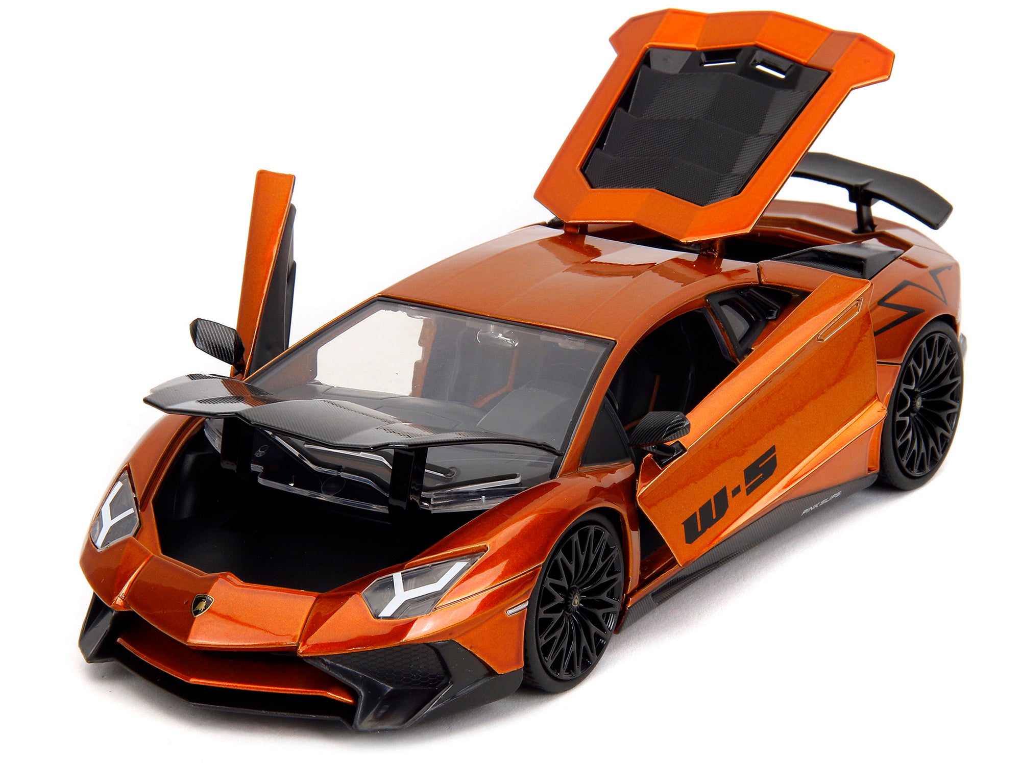 Lamborghini Aventador SV Orange Metallic with Carbon Hood "Pink Slips" Series 1/24 Diecast Model Car by Jada - Minihomy