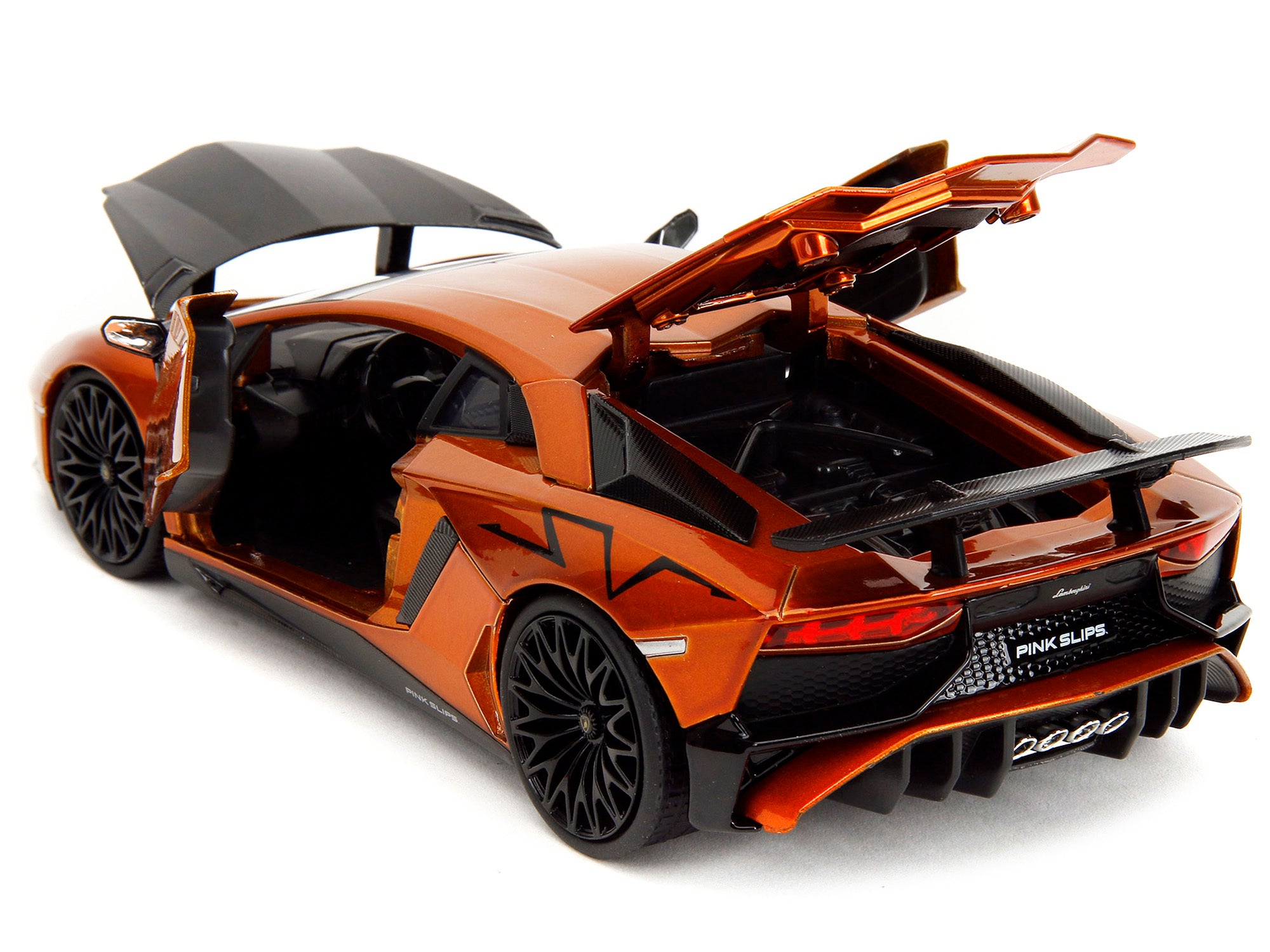 Lamborghini Aventador SV Orange Metallic with Carbon Hood "Pink Slips" Series 1/24 Diecast Model Car by Jada - Minihomy