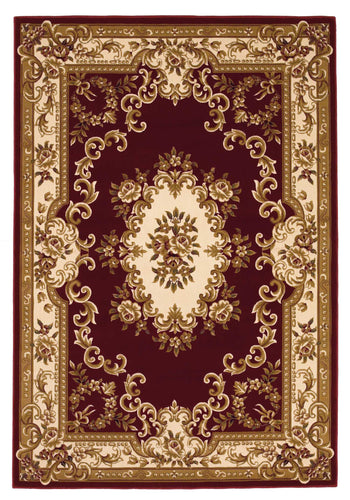 5' X 8' Red Or Ivory Floral Bordered Indoor Area Rug