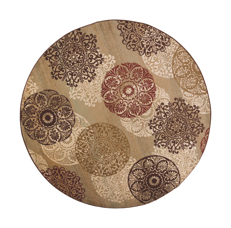 8' X 11' Sage Vintage Circular Patterns Indoor Area Rug - Minihomy