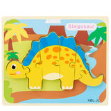 Baby Wooden Cartoon Dinosaur 3D Puzzle Jigsaw for Kids Montessori Early Learning Educational Puzzle Toys