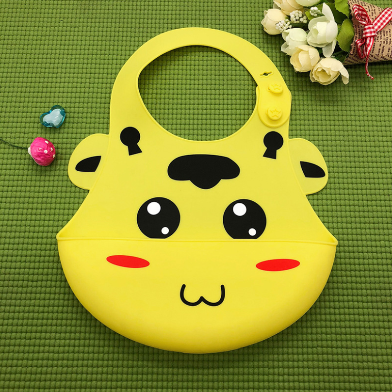 Baby food grade silicone food meal pockets Children's dinner pockets Waterproof disposable cartoon bibs