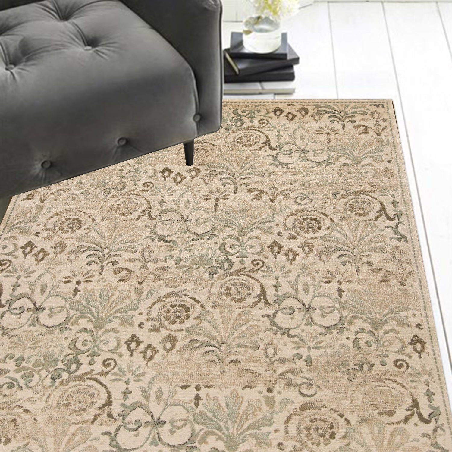 5' X 8' Ivory Vintage Area Rug - Minihomy