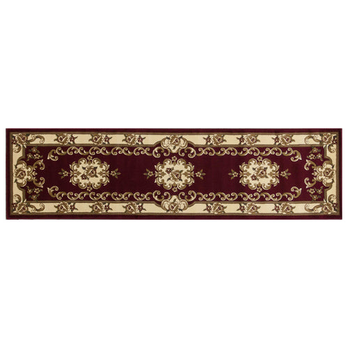 5' X 8' Red Or Ivory Floral Bordered Indoor Area Rug