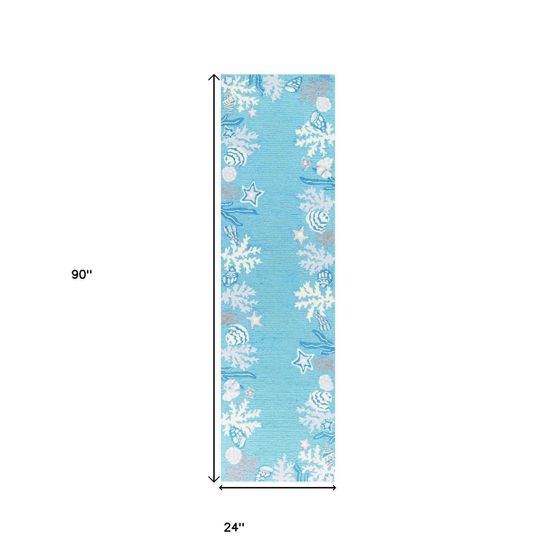 1' X 2' Polyester Sea Blue Area Rug - Minihomy