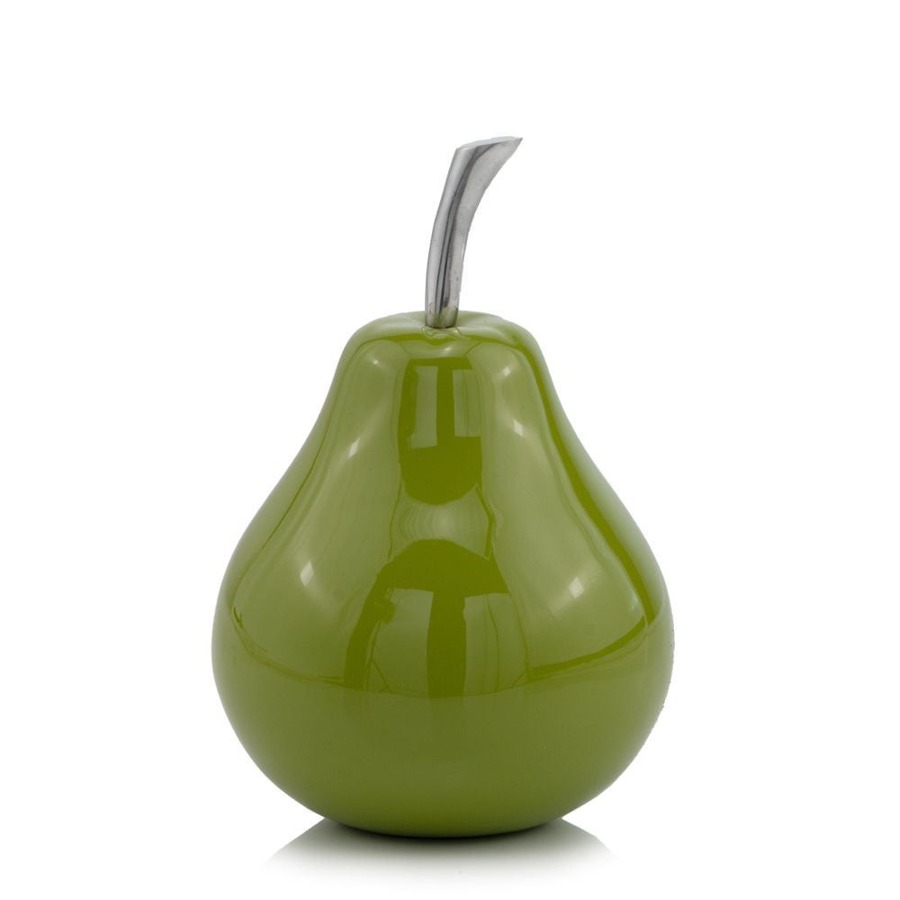 11" Green Buffed Aluminum Pear Sculpture - Minihomy