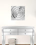 12" Buffed Aluminum Circle In Square Hanging Wall Decor - Minihomy