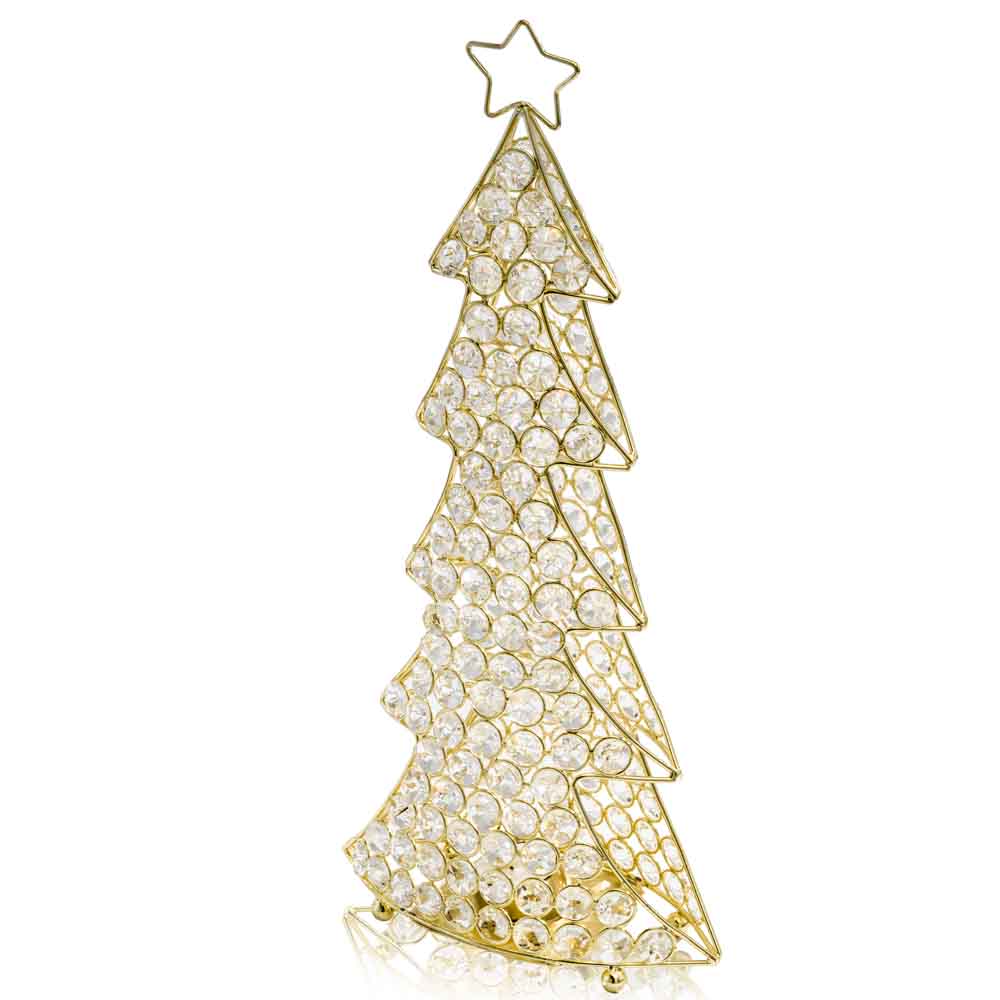 16" Glam Silver And Faux Crystal Christmas Tree - Minihomy