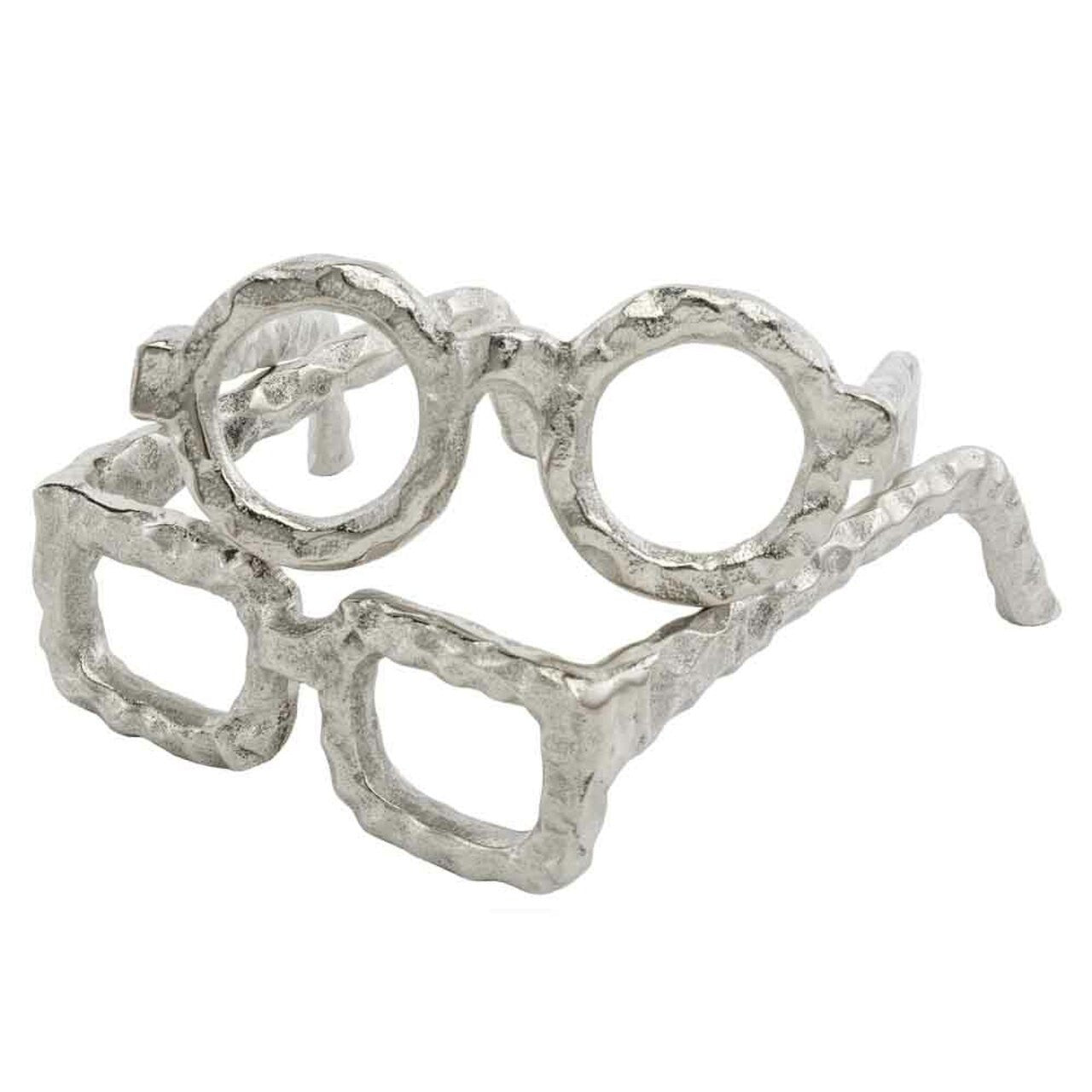 2" Silver Buffed Aluminum Decorative Eyeglasses - Minihomy