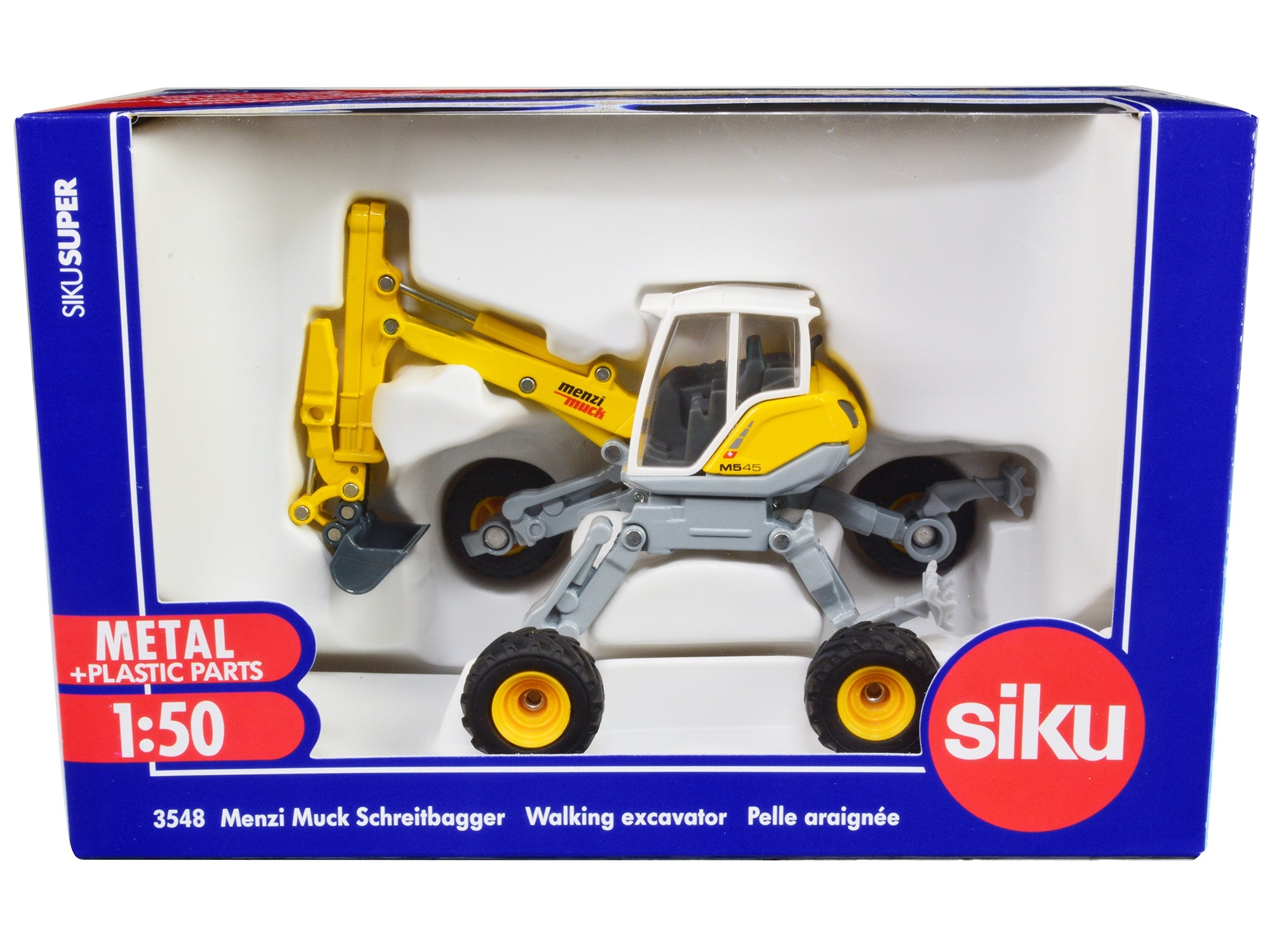 Menzi Muck M545 Walking Excavator Yellow with White Top 1/50 Diecast Model by Siku - Minihomy