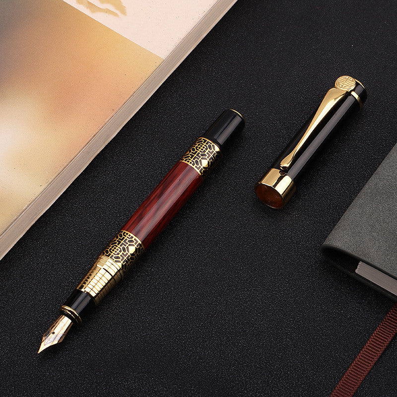 Wood grain fountain pen metal signature pen