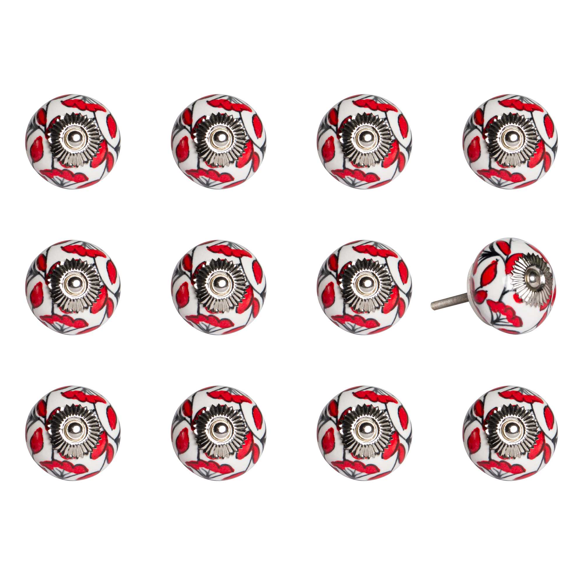 1.5" X 1.5" X 1.5" Ceramic Metal Multicolor 12 Pack Knob - Minihomy