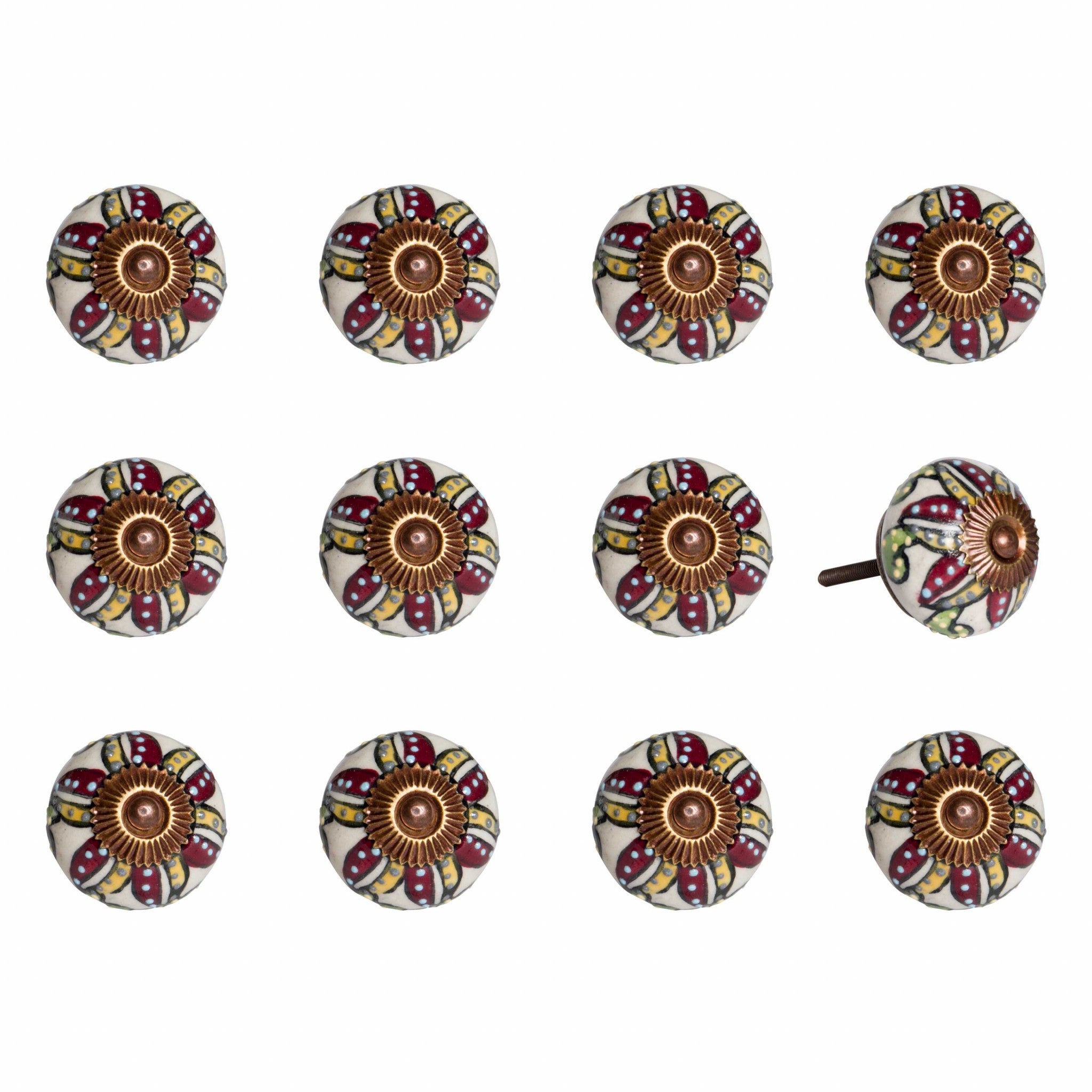 1.5" X 1.5" X 1.5" Ceramic Metal Multicolor 12 Pack Knob - Minihomy