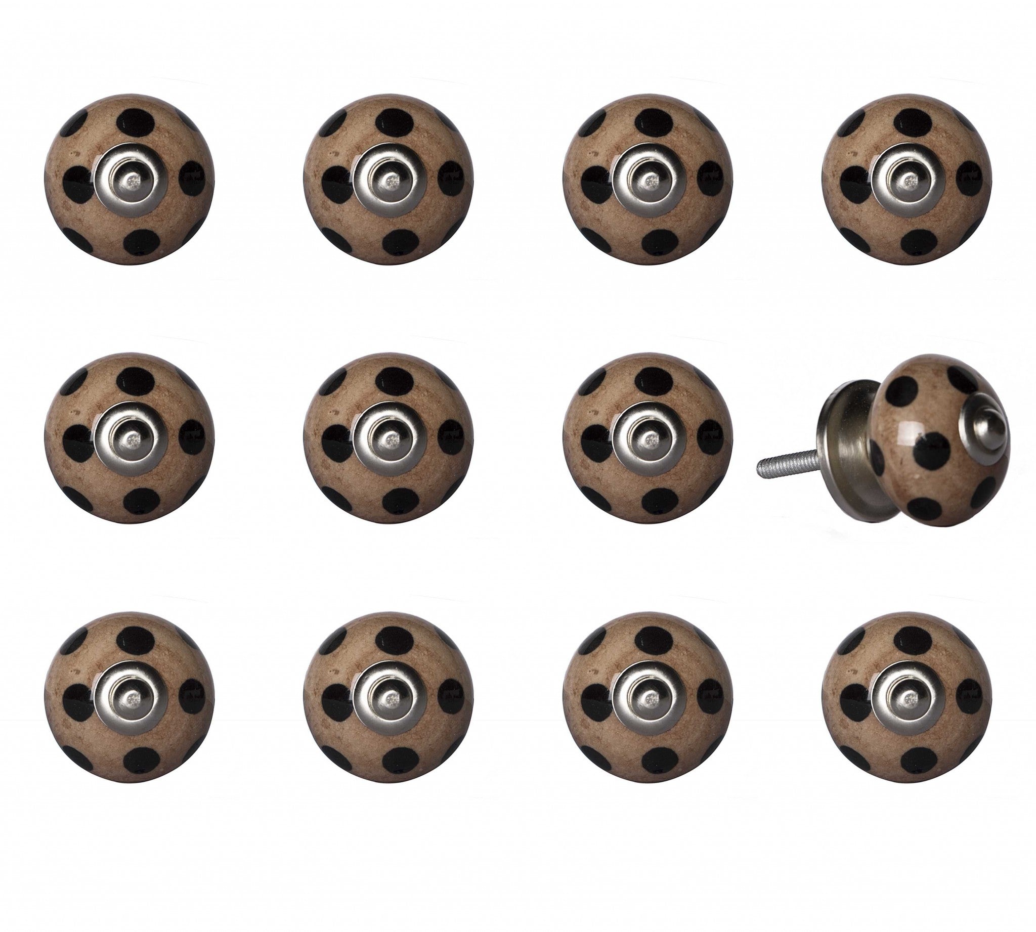 1.5" X 1.5" X 1.5" Ceramic Metal Brown Black 12 Pack Knob - Minihomy