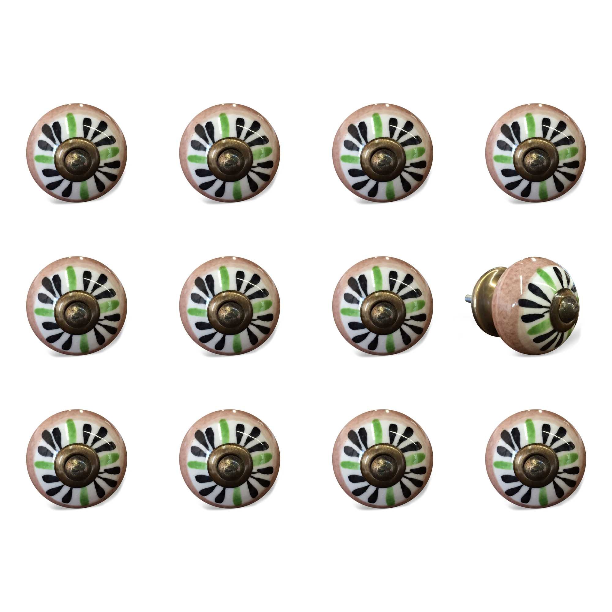 1.5" X 1.5" X 1.5" Ceramic Metal Multicolor 12 Pack Knob - Minihomy