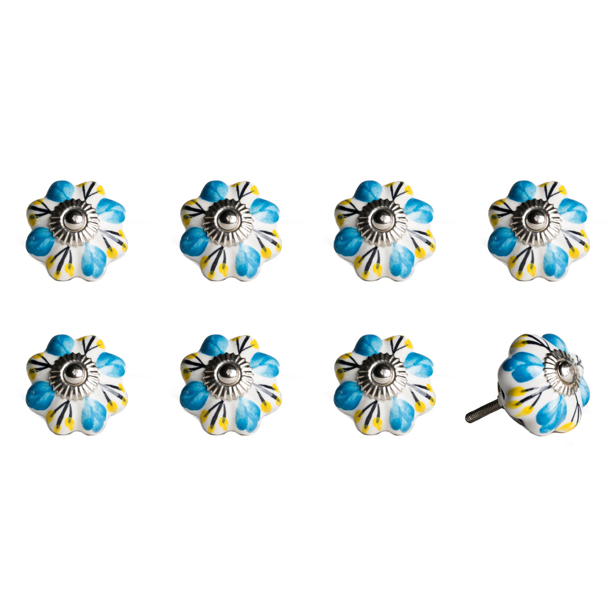 1.5" X 1.5" X 1.5" Ceramic Metal Multicolor 8 Pack Knob - Minihomy