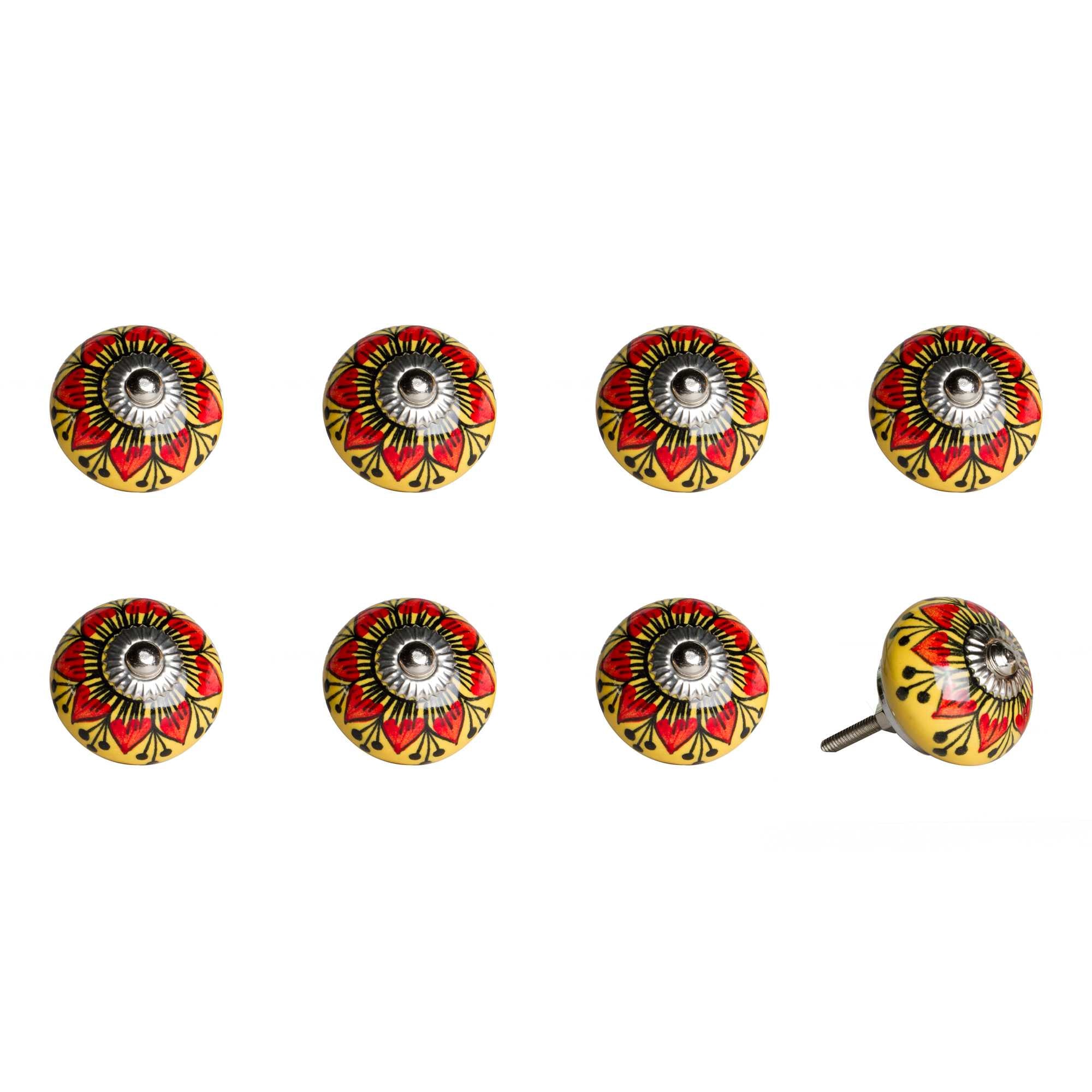 1.5" X 1.5" X 1.5" Ceramic Metal Multicolor 8 Pack Knob - Minihomy