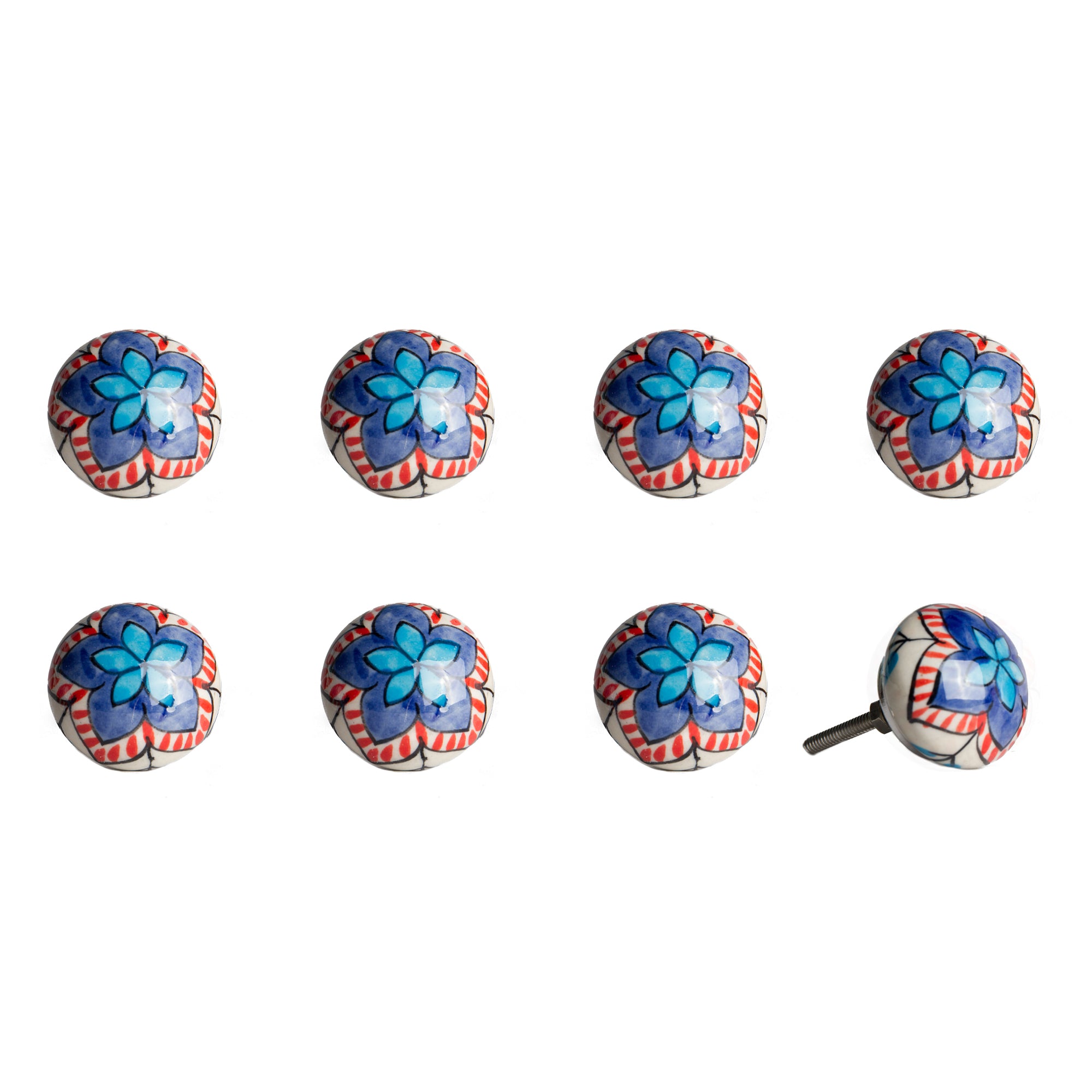 1.5" X 1.5" X 1.5" Ceramic Metal Multicolor 8 Pack Knob - Minihomy