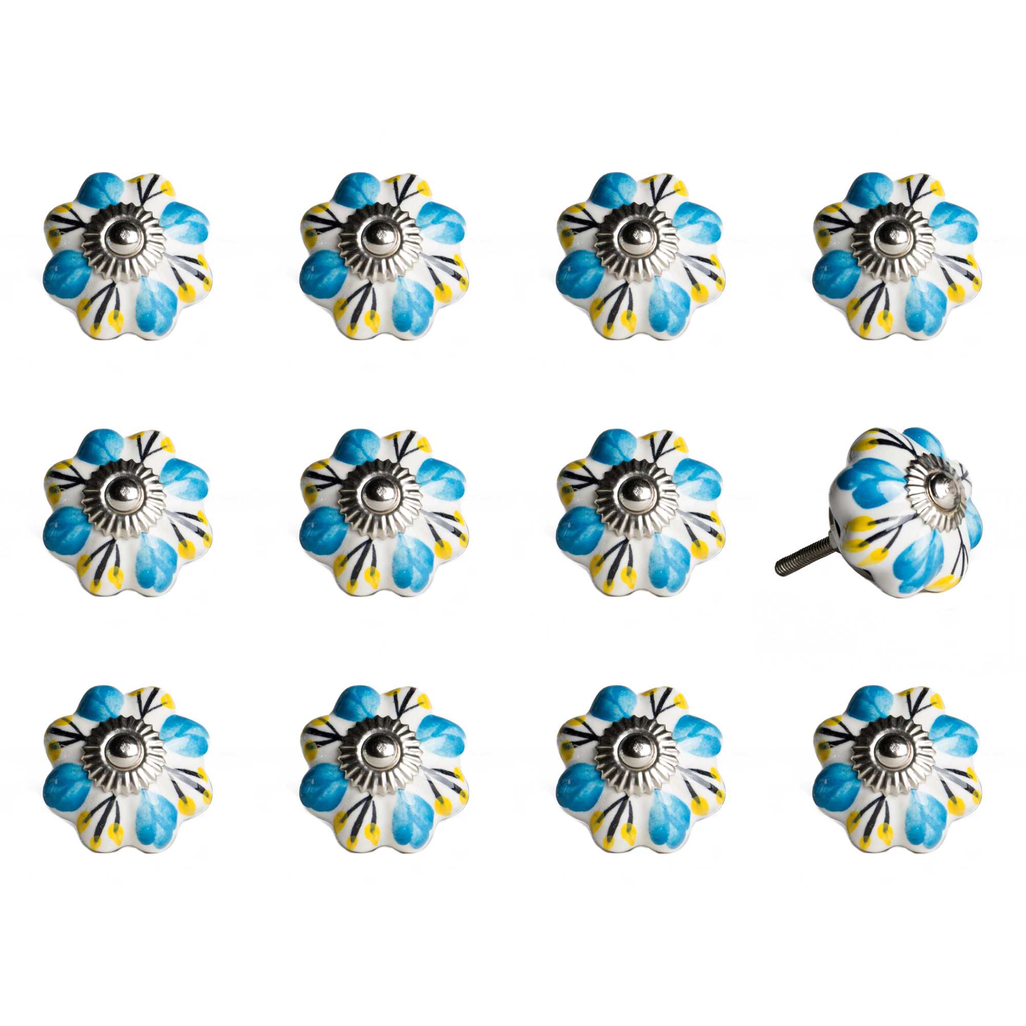 1.5" X 1.5" X 1.5" Ceramic Metal Multicolor 12 Pack Knob - Minihomy