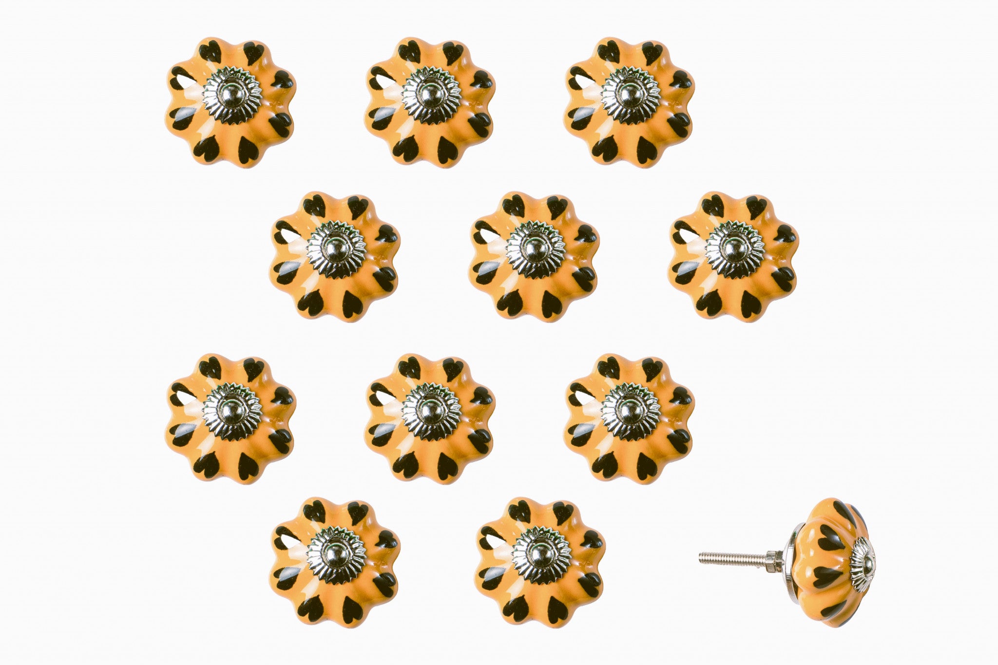 1.5" X 1.5" X 1.5" Ceramic Metal Yellow And Green 12 Pack Knob - Minihomy