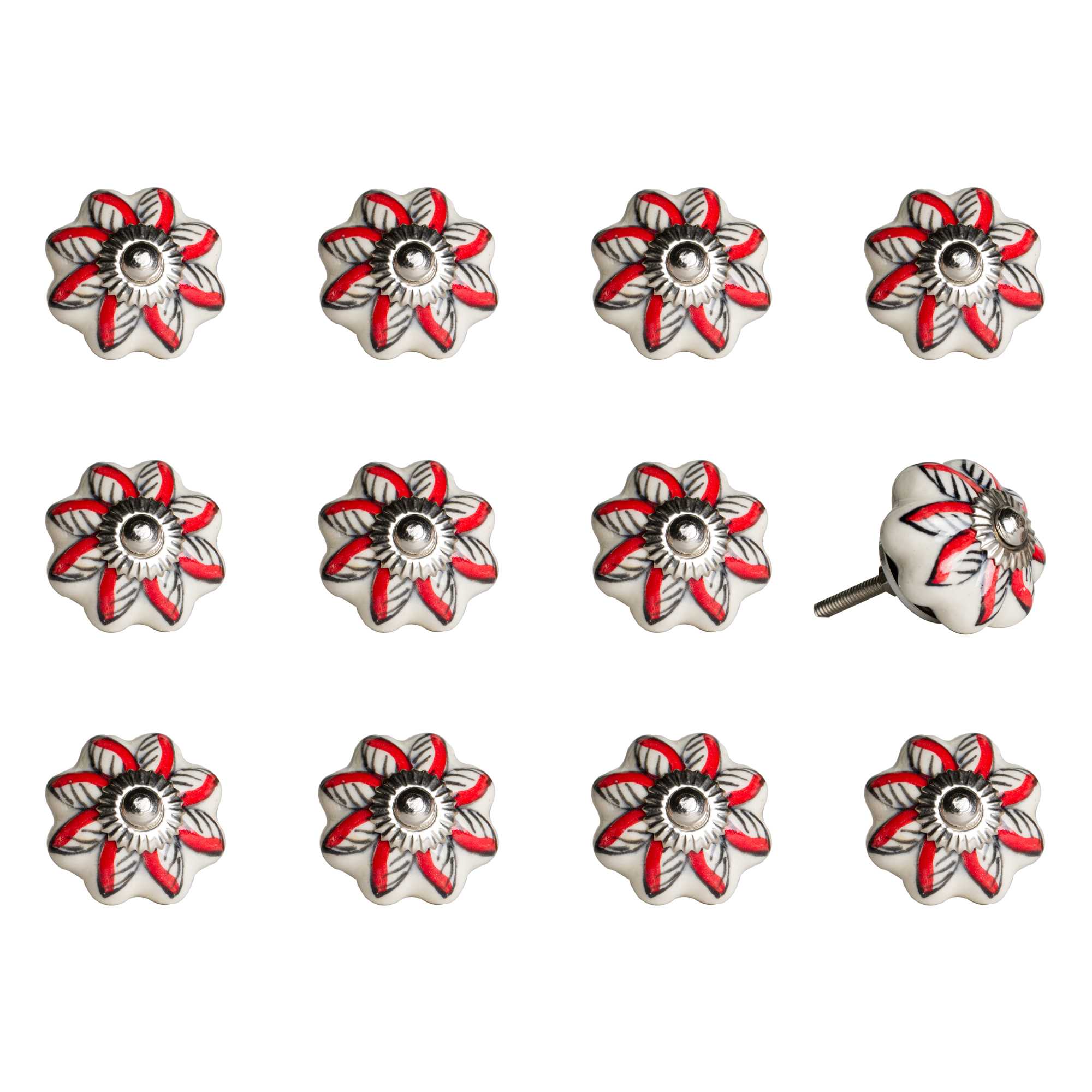 1.5" X 1.5" X 1.5" Ceramic Metal Multicolor 12 Pack Knob - Minihomy