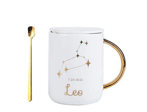 12 constellation roasted flower ceramic mug gift spoon