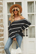 Striped Rib-Knit Off-Shoulder Sweater - Minihomy